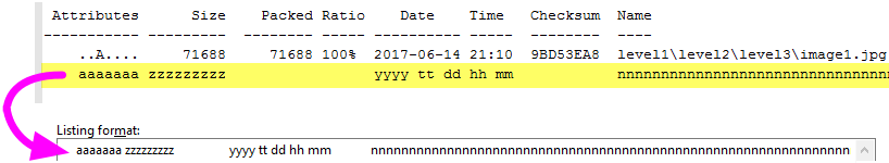 Formato de lista: Ejemplo de sintaxis estándar