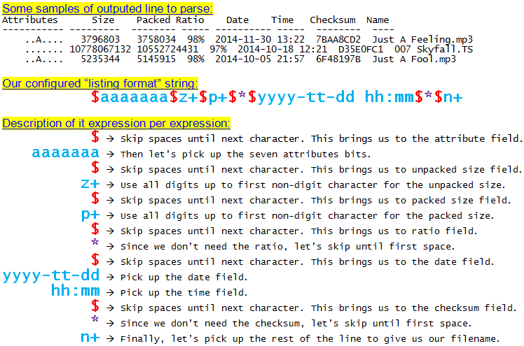 Formato de lista: Ejemplo de sintaxis avanzada