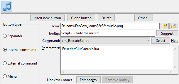 Invocar script Lua desde la barra de herramientas