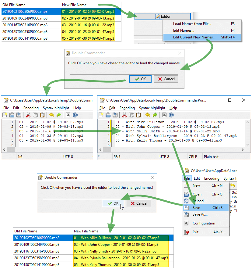 Editar columna de nuevos nombres