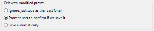 終了時に変更されたプリセット 終了時に変更されたプリセット