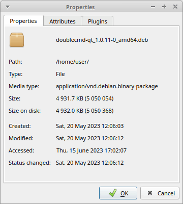 ファイルプロパティ：プロパティ