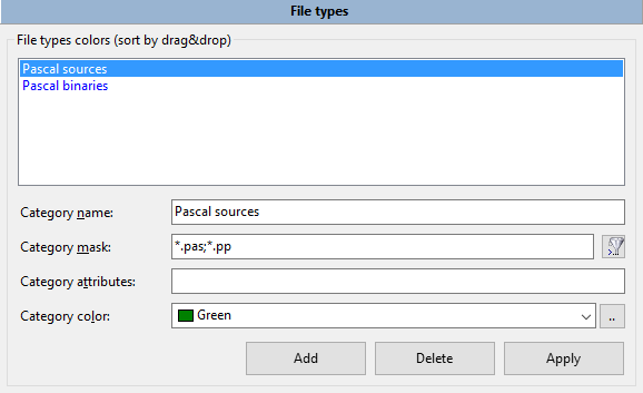 File types by color
