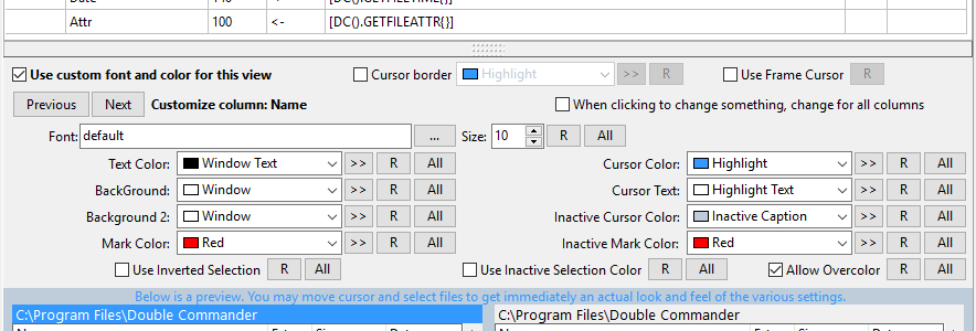 Custom font and color