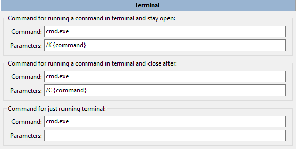 Launch of the terminal